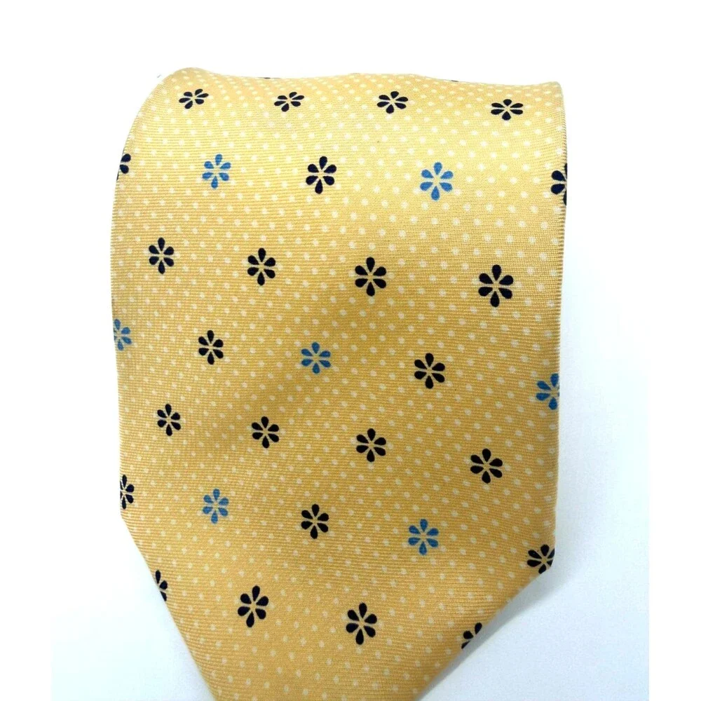 Tommy Hilfiger Silk Tie Vintage 90s Yellow Geometric Medallion Extra Long XL USA